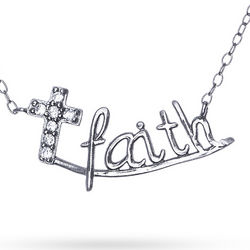 Stainless Steel Faith Cubic Zirconia Cross Necklace
