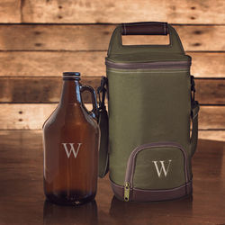 Personalized Insulated Growler Cooler with Amber Growler