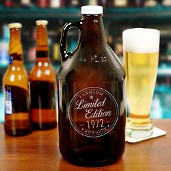 Personalized Limited Edition Amber Glass Growler