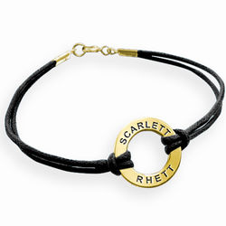 Personalized Gold Plated Leather Bracelet