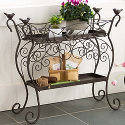Two-Shelf Wrought Iron Plant Stand