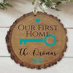 Our First Home Key Personalized Wood Ornament