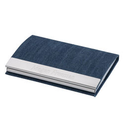 Personalized Magnetic Business Card Case Holder in Blue Denim