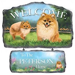 Lovable Pomeranians Personalized Welcome Sign Wall Decor