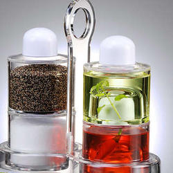 Stacking Oil and Vinegar, Salt and Pepper Set with Caddy