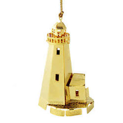 24kt Gold Plated Lighthouse Ornament