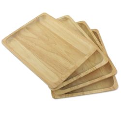 4 Family Party Wood Plates