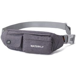 Slim Soft Water-Resistant Polyester Waist Bag in Gray