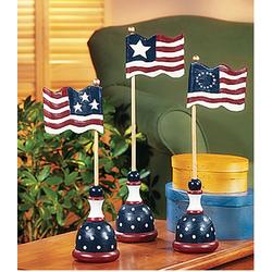 Wood Spindle American Flags Set