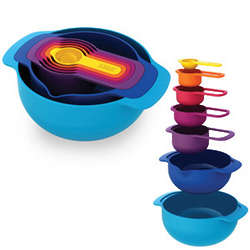 Nested Rainbow Colored Measuring Spoons and Bowls