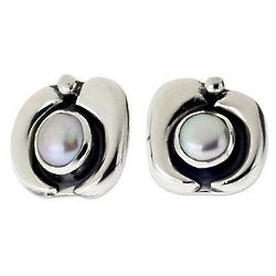 Iridescent Glow Pearl Button Earrings