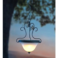 Solar Hanging Lantern with Scrollwork Design