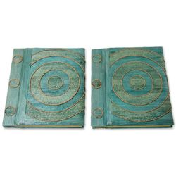 2 Hypnotic Turquoise Natural Fiber Notebooks
