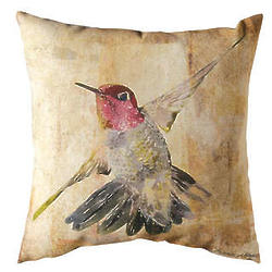 Hummingbird in Flight Watercolor Indoor/Outdoor Pillow