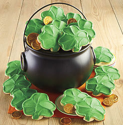 St Patrick's Day Pot of Gold with Shamrock Cookies