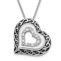 Mother of the Bride CZ and Silver Heart Necklace