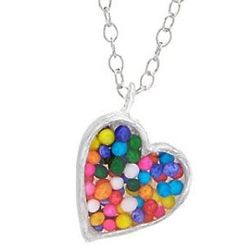 Sprinkles in a Silver Heart Necklace