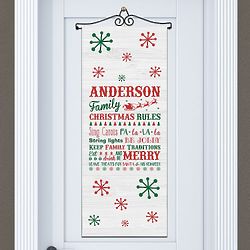 Personalized Christmas Family Rules Door Banner