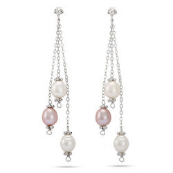White Freshwater Pearl 3-Strand Earrings