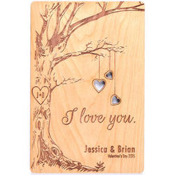 Personalized Carved Tree I Love You Wood Postcard