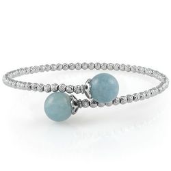 Aquamarine Bangle Bracelet in Sterling Silver