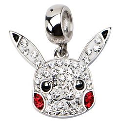 Crystal Pikachu Pokemon Dangle Charm in Sterling Silver