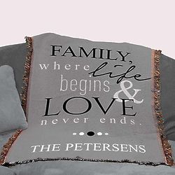 Personalized Family Life and Love Tapestry Throw Blanket