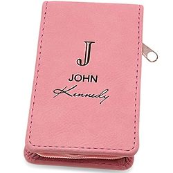 Full Name Monogram Pink Faus Leather Manicure Gift Set