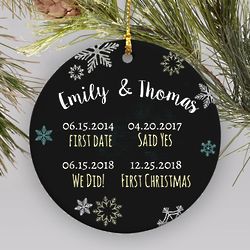 Personalized Couple's Dates Ceramic Christmas Ornament