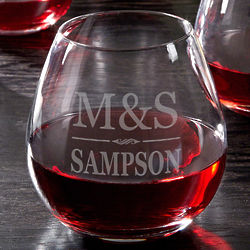 Brighton Engraved Stemless Red Wine Glass