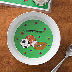 Personalized Boy's Sports Dinner Bowl
