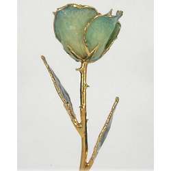 Light Blue Rose Preserved in Lacquer and Gold