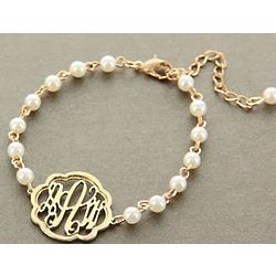 Flourish Monogram Pearl Bracelet