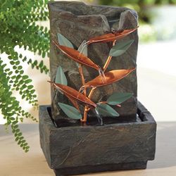 Copper Leaves Tabletop Fountain