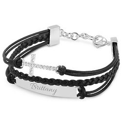 Multi-Strand Leather Cross Bracelet