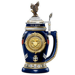United States Navy Porcelain Stein with Sculpted Medallion