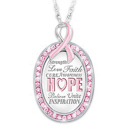 Breast Cancer Awareness Necklace with Pink Swarovski Gems