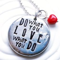 Do What You Love, Love What You Do Pewter Pebble Necklace