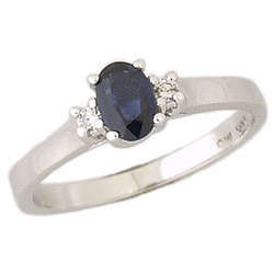Sapphire and Diamond Oval Ring