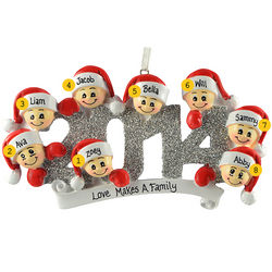 2014 Eight Grandkids Glittered Numbers Christmas Ornament