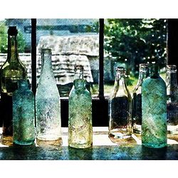 Old Bottles Photo Collage Art Print
