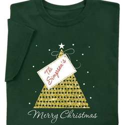 Personalized Name Tag on Christmas Tree T-Shirt
