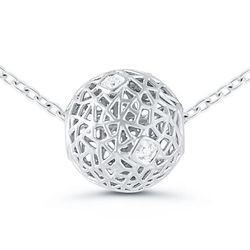 Diamond Ball Pendant in Sterling Silver