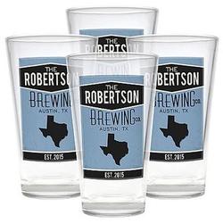 Set of 4 Personalized Home State Pub Glasses in Blue