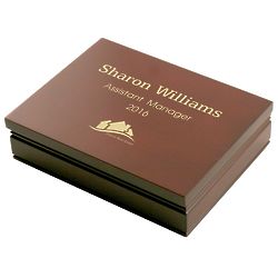 Rosewood Box with Personalized Logo and 2 Decks of Bridge Cards