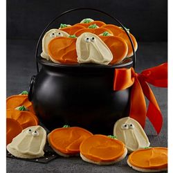 Decorated Cookies in Halloween Cauldron