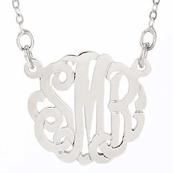 Personalized Mini Monogram Silver Necklace with Classic Font