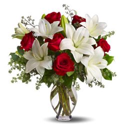 Baby Be Mine Roses and Lilies Bouquet