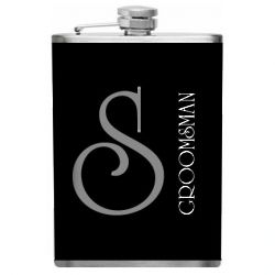 Personalized Black Monogram Initial Stainless Steel Flask
