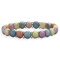 Multicolor Cultured Freshwater Pearl and Sterling Silver Bracelet
